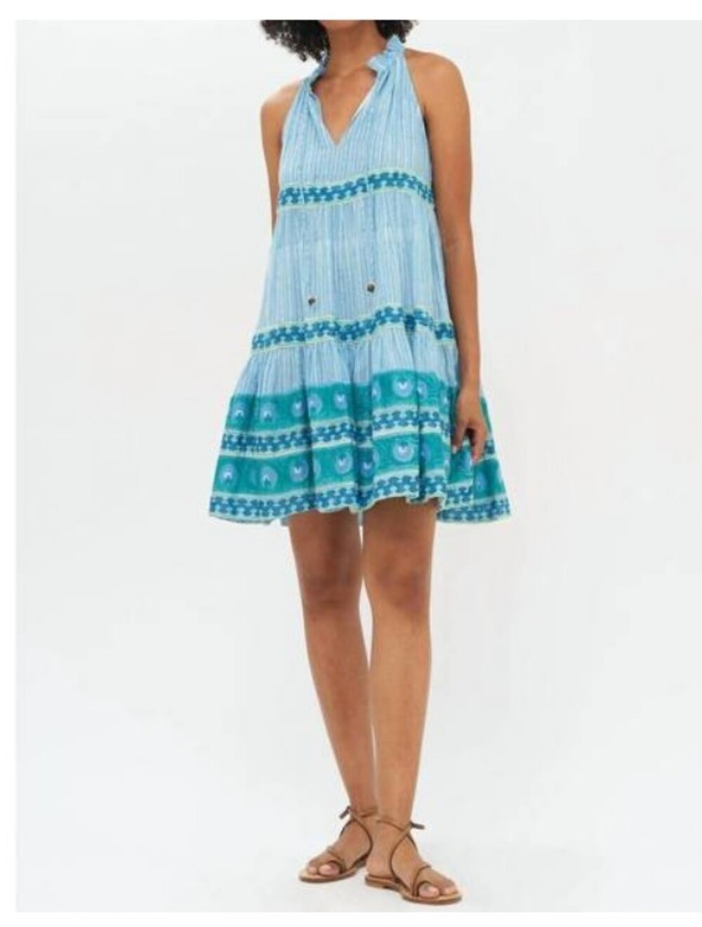 Oliphant Tiered Cotton Dress  In Marley Blue